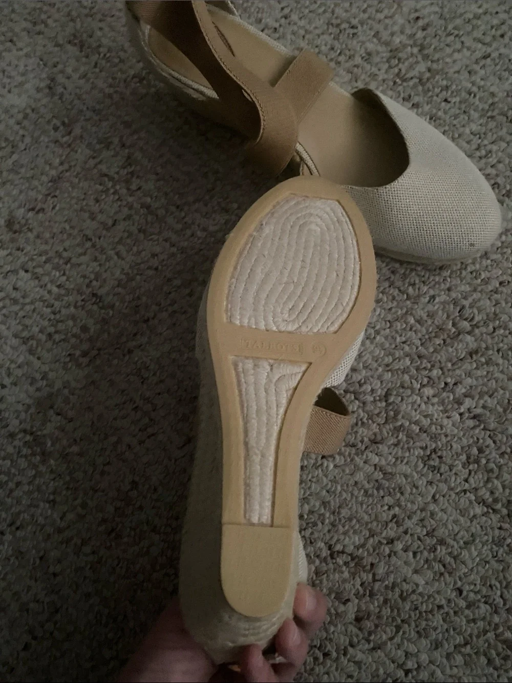 Talbots Cream & Tan Strappy Espadrille Wedge